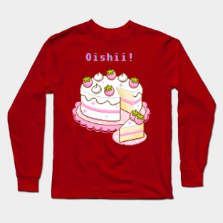 Kawaii Pixel Oishii Dream Dessert ( strawberry & Cream sponge Cakee) Long Sleeve T-Shirt